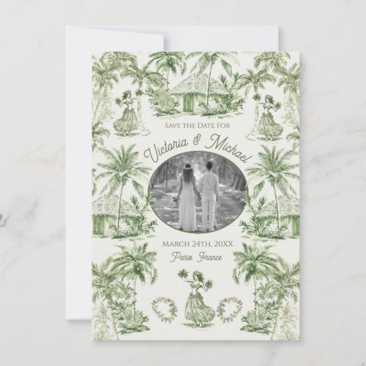 Toile Tropical Hawaiian Island Bewaar de datum fot Kaart (Voorkant)