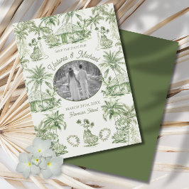 Toile Tropical Hawaiian Island Bewaar de datum fot Kaart