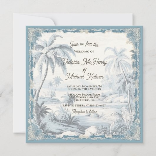 Toile Tropische Palm Trees Island bruiloft Kaart (Voorkant)