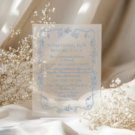 Toile Victoriaans Frans Iets Blauw Bruids Acryl Uitnodigingen