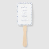 Toile Victoriaanse Blauwe Bloemige Trouwceremonie Handwaaier (Voorkant)