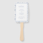 Toile Victorian Blauw Bloem Bruiloft Ceremonie Handwaaier (Voorkant)