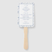 Toile Victorian Blauw Bloemstuk Bruiloft Ceremonie Handwaaier (Achterkant)