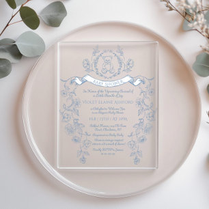 Toile vintage lijst Chinoiserie Baby Shower Acryl Uitnodigingen