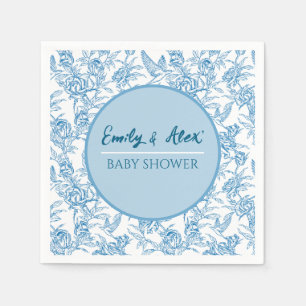 Toile vogel en bloemen Aangepaste naam baby shower Servet