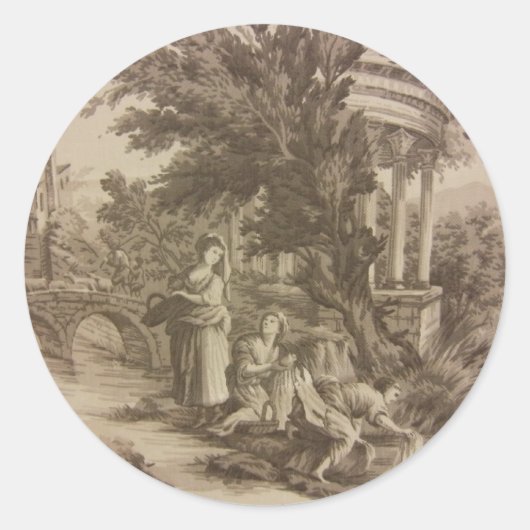 Toile: Was dag aan de rivier Ronde Sticker (Voorkant)