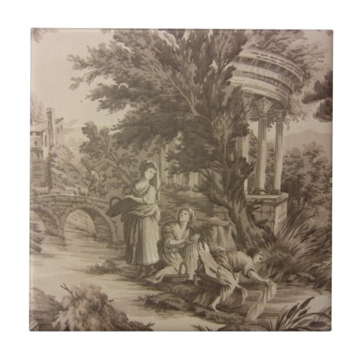 Toile - Wash Day aan de rivier Tegeltje (Voorkant)