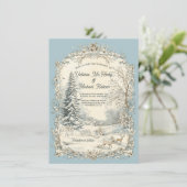 Toile Woodland Winter Christmas Wedding Kaart (Staand voorkant)