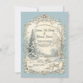 Toile Woodland Winter Christmas Wedding Kaart (Voorkant)