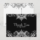 Toile Zwart n Wit Damask Bedankt Opmerking Briefka Briefkaart (Voorkant / Achterkant)