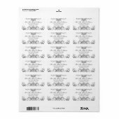 Toile Zwart N Wit Damast Swirl Wedding Labels (Full Sheet)
