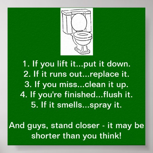 TOILET BATHROOM-REGELS POSTER (Voorkant)