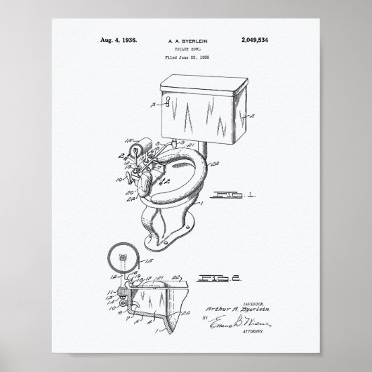 Toilet Bowl 1936 Whitepaper over octrooien Poster (Voorkant)