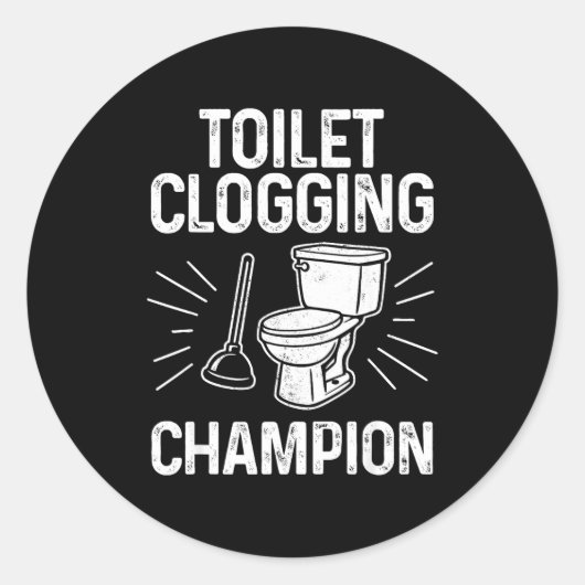 Toilet Clogging Chamon Funny Graphic Toilet Cloggi Ronde Sticker (Voorkant)