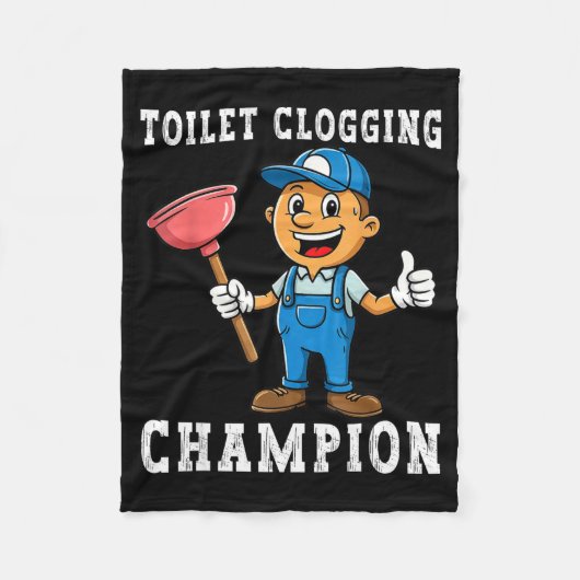 Toilet Clogging Chamon Funny Plumber Humor Joke Da Fleece Deken (Voorkant)