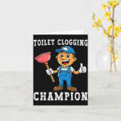 Toilet Clogging Chamon Funny Plumber Humor Joke Da Kaart (Gele Bloem)