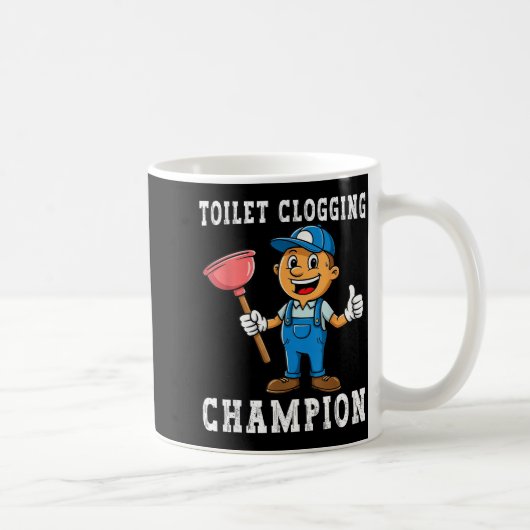 Toilet Clogging Chamon Funny Plumber Humor Joke Da Koffiemok (Rechts)