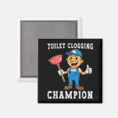 Toilet Clogging Chamon Funny Plumber Humor Joke Da Magneet (Voorkant / Achterkant)