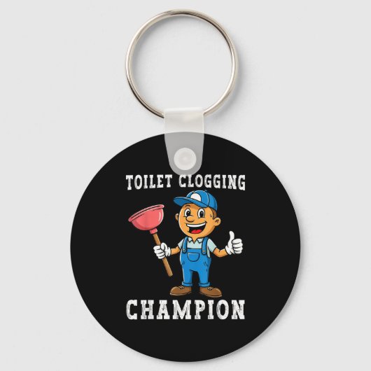 Toilet Clogging Chamon Funny Plumber Humor Joke Da Sleutelhanger (Voorkant)