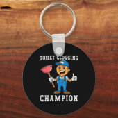 Toilet Clogging Chamon Funny Plumber Humor Joke Da Sleutelhanger (Voorkant)