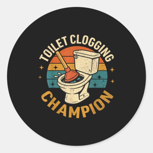 Toilet Clogging Chamon Tee Funny Meme Ronde Sticker (Voorkant)