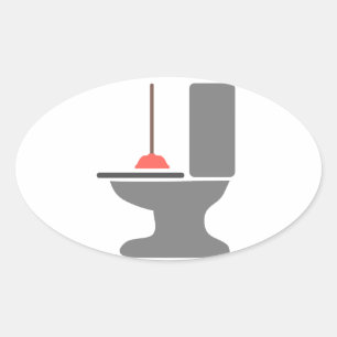 Toilet en zuiger ovale sticker