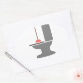Toilet en zuiger ovale sticker (Envelop)