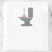 Toilet en zuiger ovale sticker (Tas)