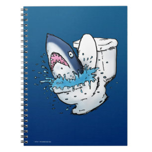 Toilet Haai Grappige Blauwe Cartoon Notitieboek
