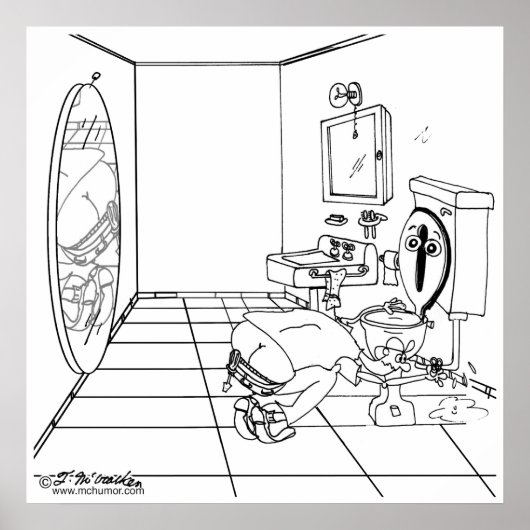 Toilet is beschaamd door een loodgieter. poster (Voorkant)