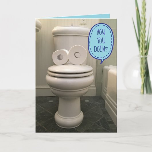 Toilet met TP Eyes die "hoe u doet"vraagt?" Kaart (Voorkant)