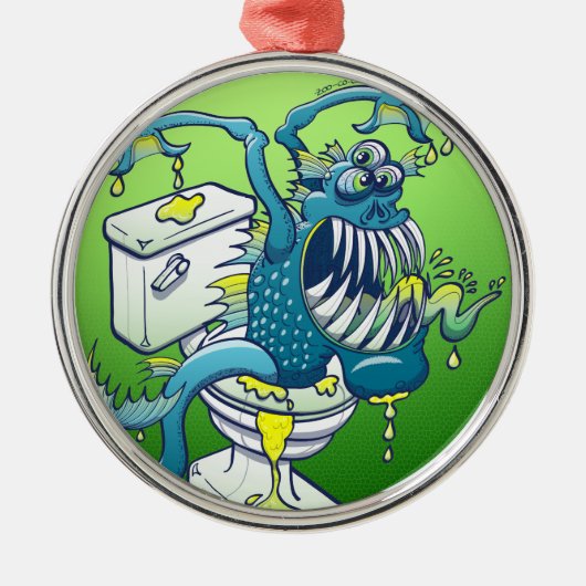 Toilet Monster Metalen Ornament (Voorkant)