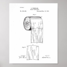 Toilet Paper Patent Poster, Bathroom Print Decor