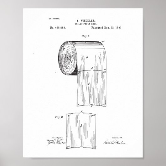 Toilet Paper Patent Poster, Bathroom Print Decor (Voorkant)