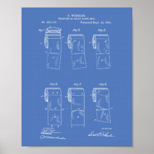 Toilet Paper Roll 1891 Patent Art Blueprint Poster
