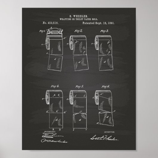 Toilet Paper Roll 1891 Patent Art Chalkboard Poster (Voorkant)