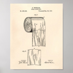 Toilet Paper Roll 1891 Patent Art - Old Peper Poster