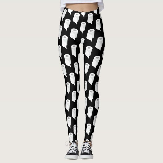 Toilet Paper Roll Funny Quarantine Theme Black Leggings (Voorkant)