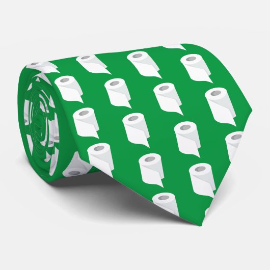 Toilet Paper Roll Funny Quarantine Theme Green Stropdas (Opgerold)