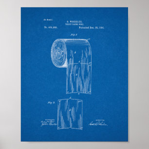 Toilet Paper Roll Patent - Blauwdruk Poster