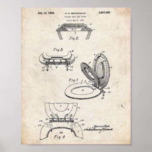 Toilet Paper Roll Patent Poster (Voorkant)