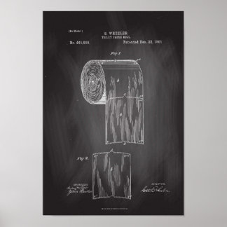 Toilet Paper Roll Patent Print Chalkboard Poster