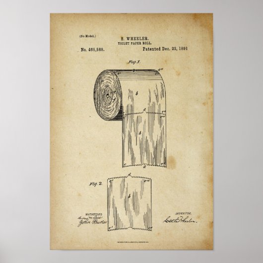 Toilet Paper Roll Patent Print Poster (Voorkant)