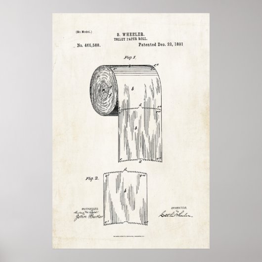 Toilet Paper Roll Patent Print Poster (Voorkant)