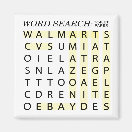 Toilet Paper Word Search Magneet (Voorkant)
