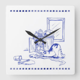 Toilet Papier Leuk Kitty Kat Badkamer Toile Look Vierkante Klok