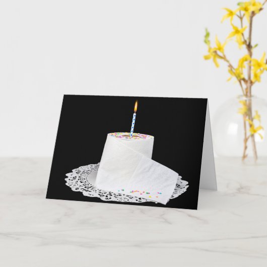 Toilet Papier verjaardagstaart Kaart (Gele Bloem)