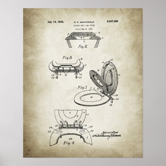 Toilet Seat Patent Poster (Voorkant)