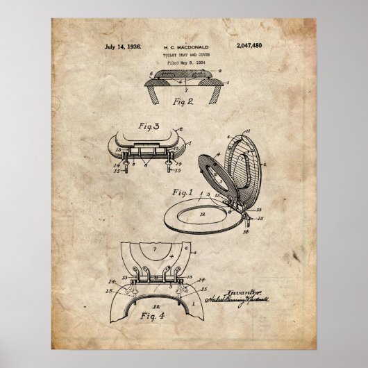 Toilet Seat Patent Poster (Voorkant)