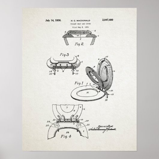 Toilet Seat Patent Poster (Voorkant)